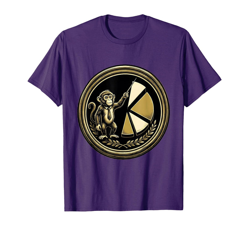 Mademark Monkey Business Pie Chart Funny Graphic Tee T-Shirt - Men - Purple
