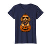 Funny Retro Maltipoo mom Halloween Spooky Cavapoo Pumpkin Halloween Doodle Dog Lover T-Shirt - Navy Blue