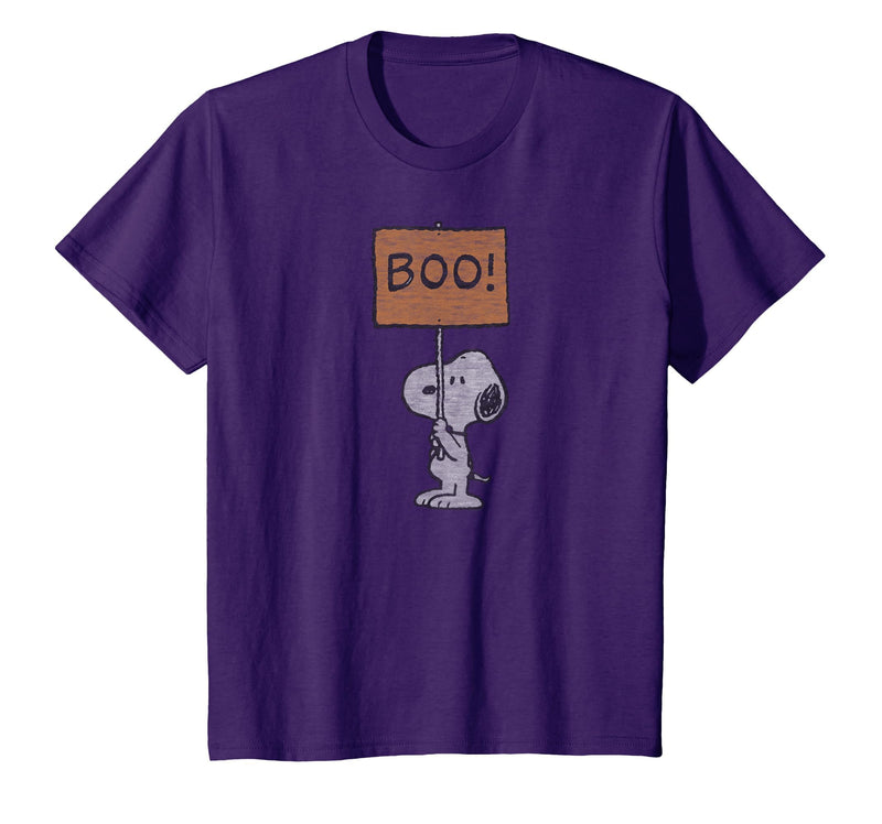 Peanuts Halloween Snoopy Boo Sign T-Shirt - Purple