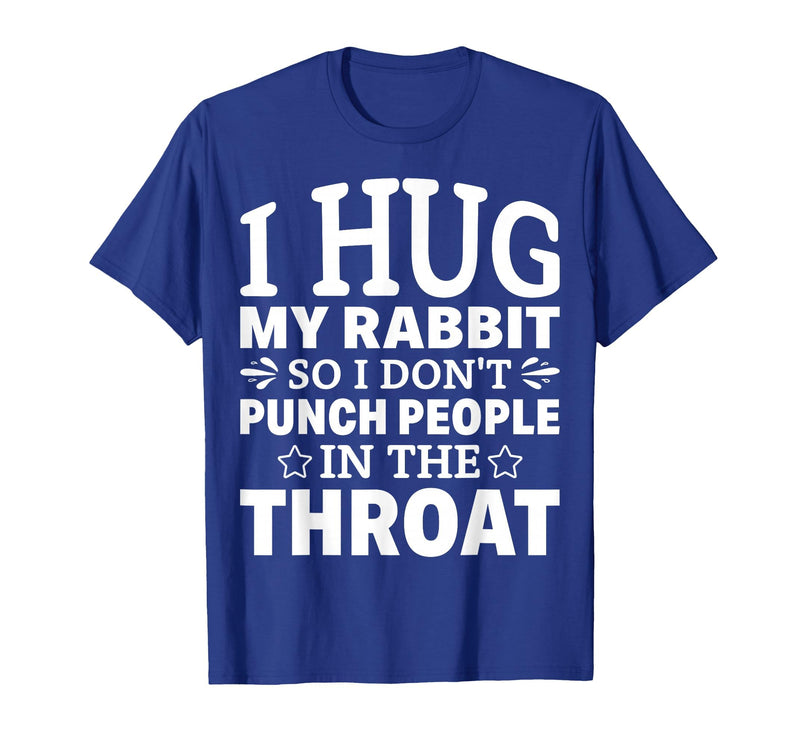 I Hug My Rabbit I Easter Bunny Design Lionhead Rabbit T-Shirt in Royal Blue