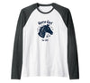 Mademark Horse Girl For Life Equestrian Passion Horseshoe Luck Raglan Baseball Tee - Dark Heather Grey/White
