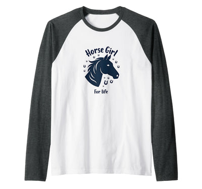 Mademark Horse Girl For Life Equestrian Passion Horseshoe Luck Raglan Baseball Tee