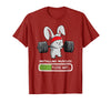 Bunny Gym Rabbit Weights Installing Muscles T-Shirt in Cranberry Red