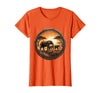 Mademark Elephant Herd Crossing Dusty Savanna Plain T-Shirt - Women - Orange