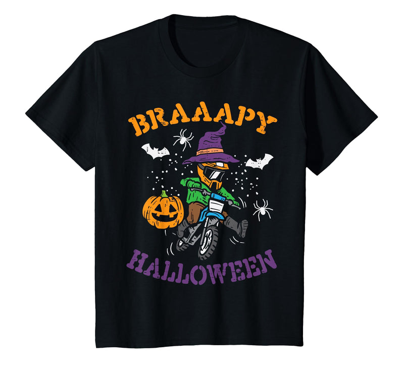 Halloween Shirts For Women Men Kids Boys Girls Motocross Braaapy Halloween Costume Dirt Bike Boys Kids T-Shirt - Black