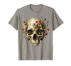 Mademark Elephant Skull Wildflower Bloom Graphic T-Shirt - Men - Slate Grey