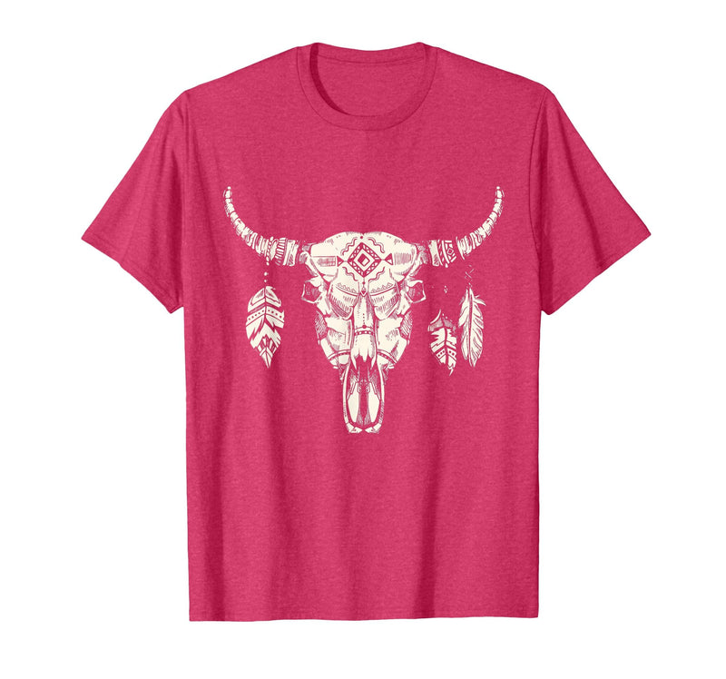Buffalo Animals Gift Idea Bison Buffalo Skull Animal Design T-Shirt - Red Heather