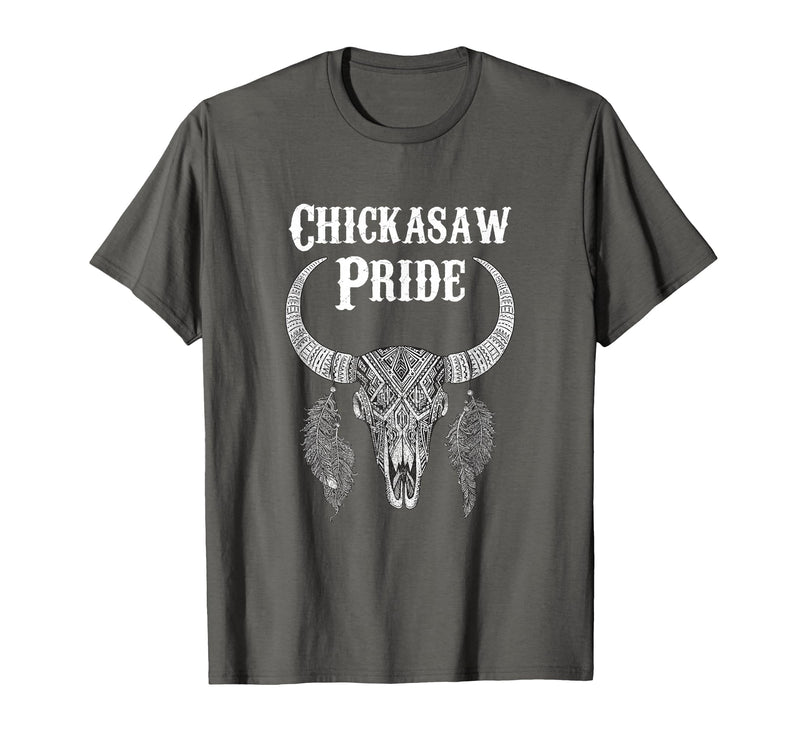 Chickasaw Pride Native American Nice Gifts Chickasaw Pride Tribe Native American Indian Buffalo T-Shirt - Asphalt Grey
