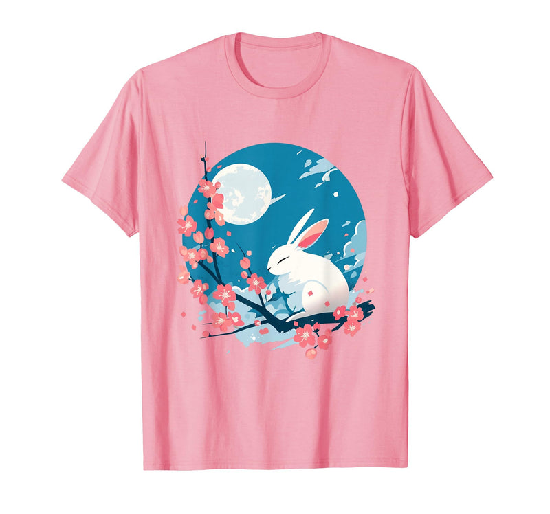 Bunny Rabbit Amidst Blossoms: Spring's Gentle Whisper T-Shirt in Pink