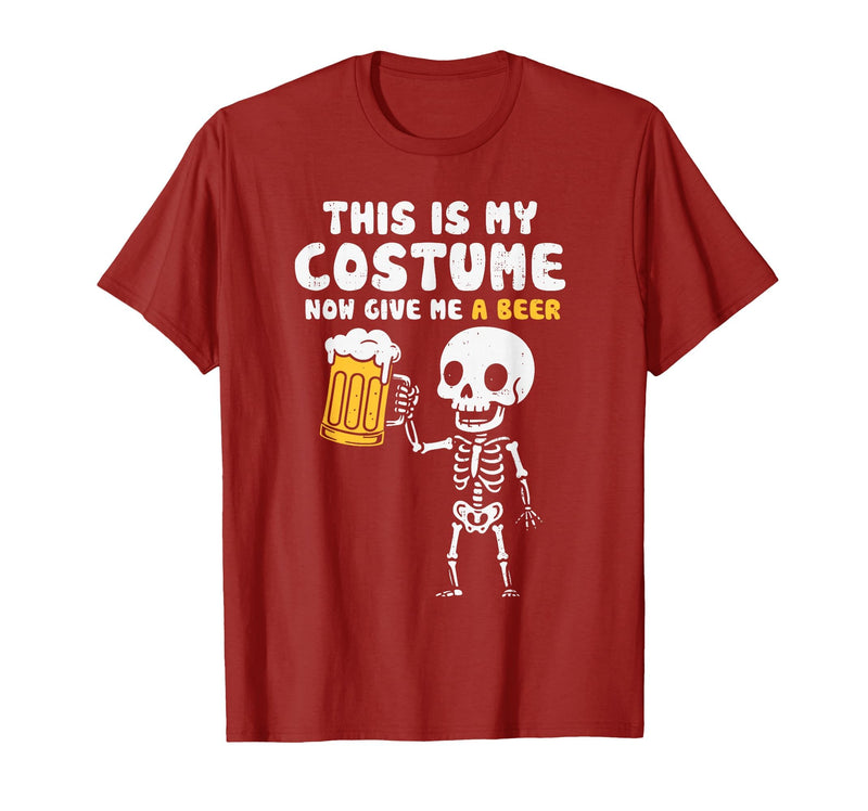Halloween Tees Women Men Kids This is My Costume Beer Halloween Party Drinking Dad Mens T-Shirt - Cranberry Red