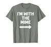 Funny DIY Mime Couples Halloween Costume Funny I'm with the Mime Easy Couples Halloween Costume T-Shirt - Olive Heather
