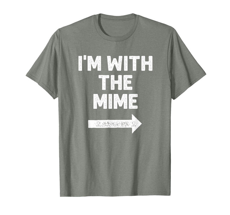 Funny DIY Mime Couples Halloween Costume Funny I'm with the Mime Easy Couples Halloween Costume T-Shirt - Olive Heather