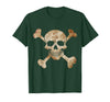 Halloween Designs. Pirate Flag Skull and Crossbones Skeleton Graphic Halloween T-Shirt - Dark Green