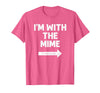 Funny DIY Mime Couples Halloween Costume Funny I'm with the Mime Easy Couples Halloween Costume T-Shirt - Pink Heather