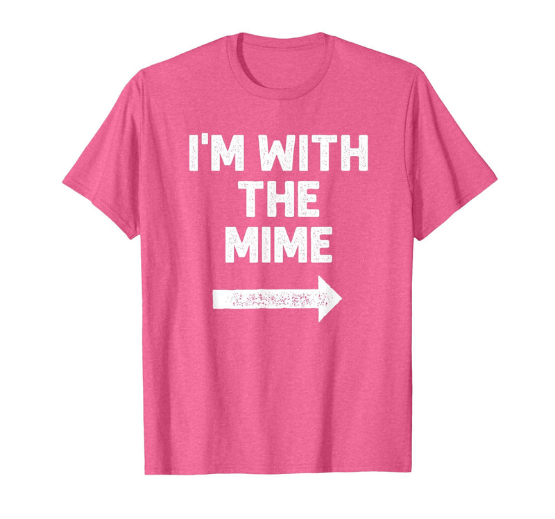 Funny DIY Mime Couples Halloween Costume Funny I'm with the Mime Easy Couples Halloween Costume T-Shirt - Pink Heather