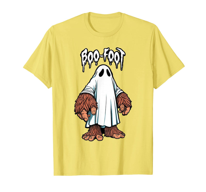 Spooky Bigfoot Sasquatch Ghost Halloween Humor Fun Boo Foot Bigfoot Ghost Sasquatch Halloween Funny Humor T-Shirt - Lemon