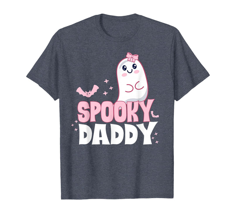 Spooky Family Cute Pink White Ghost Boo Halloween Spooky Daddy Family Cute Pink White Ghost Boo Halloween T-Shirt - Heather
