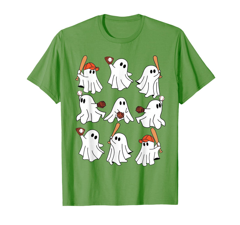 Boo Ghost Halloween Baseball Happy Halloween Baseball Lover T-Shirt - Grass Green
