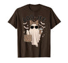 Halloween Boo-Jee Leopard Ghost Coquette Bow Coquette Leopard Ghost Coffee Boo-JEE Halloween Boujee Ghost T-Shirt - Brown