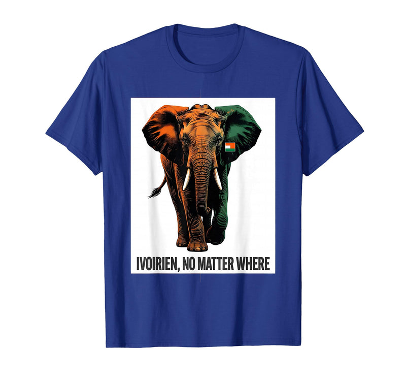 Mademark Ivoirien, No Matter Where Patriotic Elephant Design T-Shirt - Men - Royal Blue