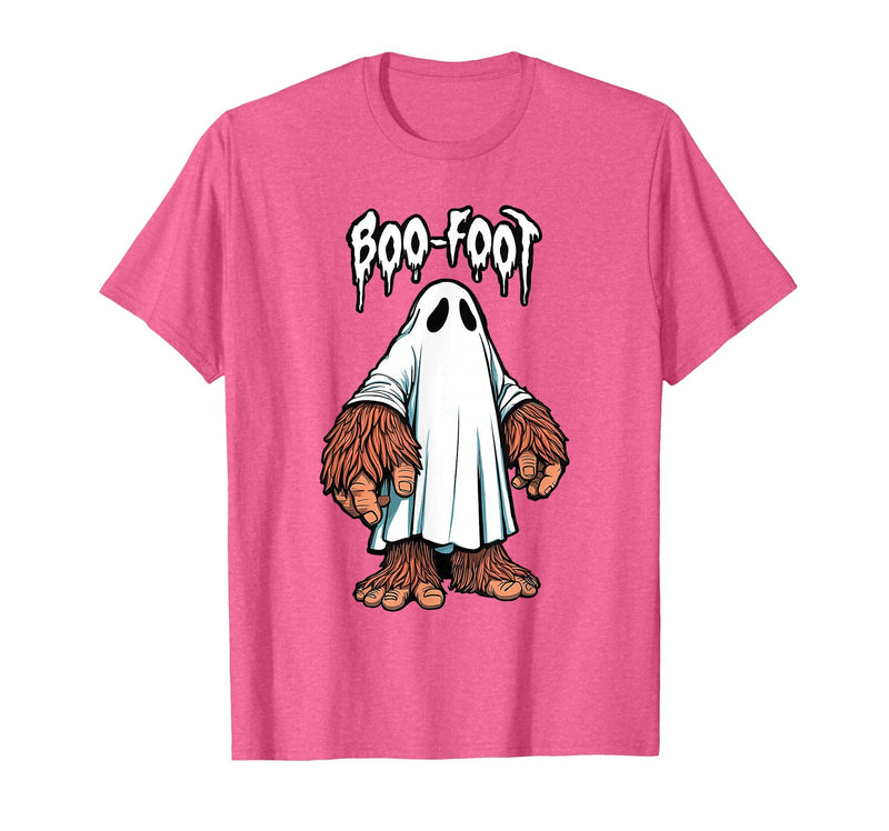 Spooky Bigfoot Sasquatch Ghost Halloween Humor Fun Boo Foot Bigfoot Ghost Sasquatch Halloween Funny Humor T-Shirt - Pink