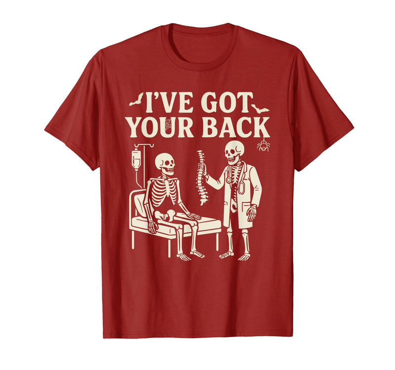 Halloween Costume For Doctor I've Got Your Back I've Got Your Back Halloween Skeleton Doctor Costume T-Shirt - Cranberry Red