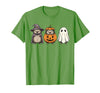 Funny Retro Hedgehog Halloween Witch Spooky Ghost Hedgehog Lover Pumpkin Halloween T-Shirt - Grass Green