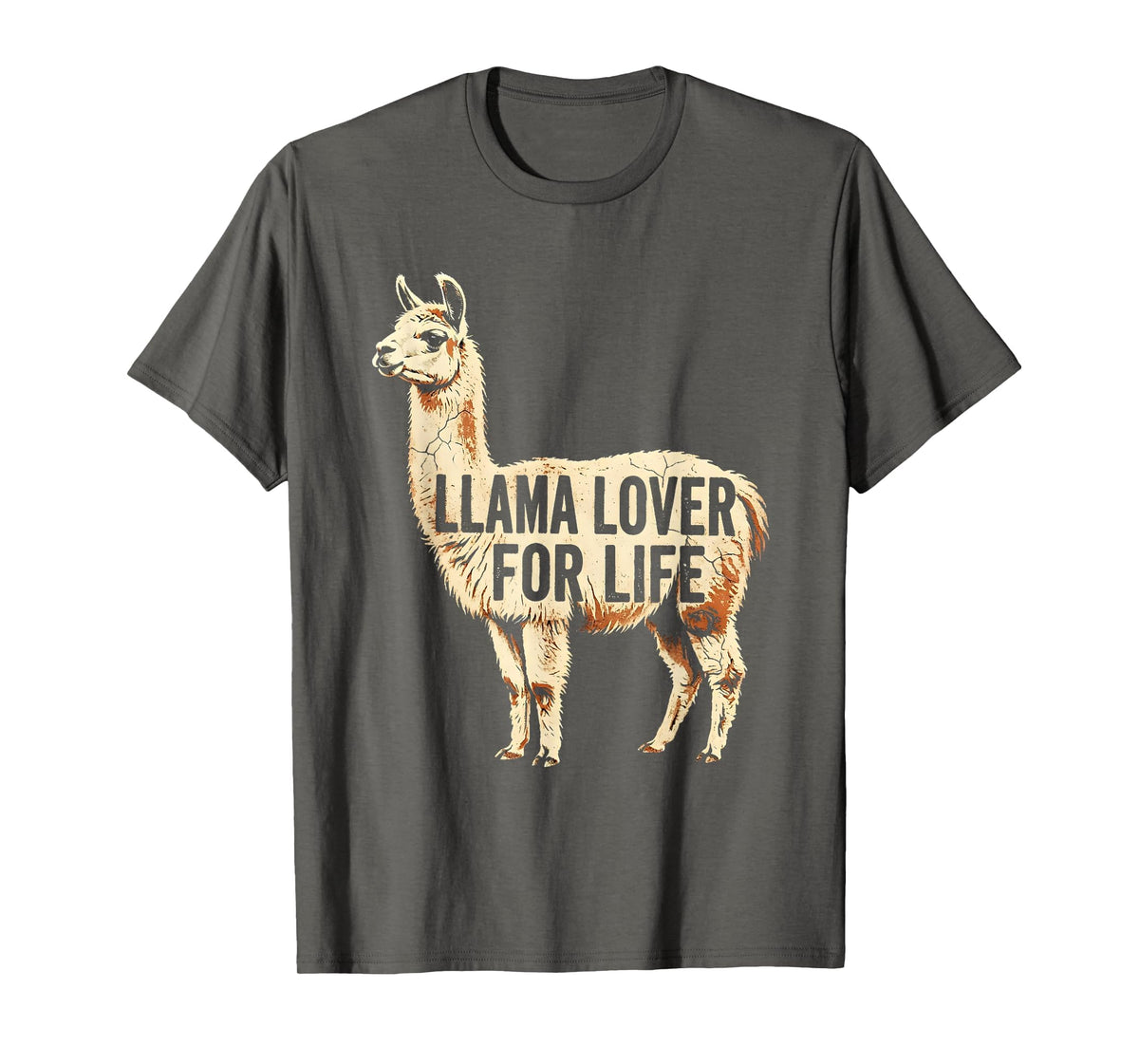 Mademark Llama Lover For Life Peru Graphic Design T-Shirt - Asphalt Grey