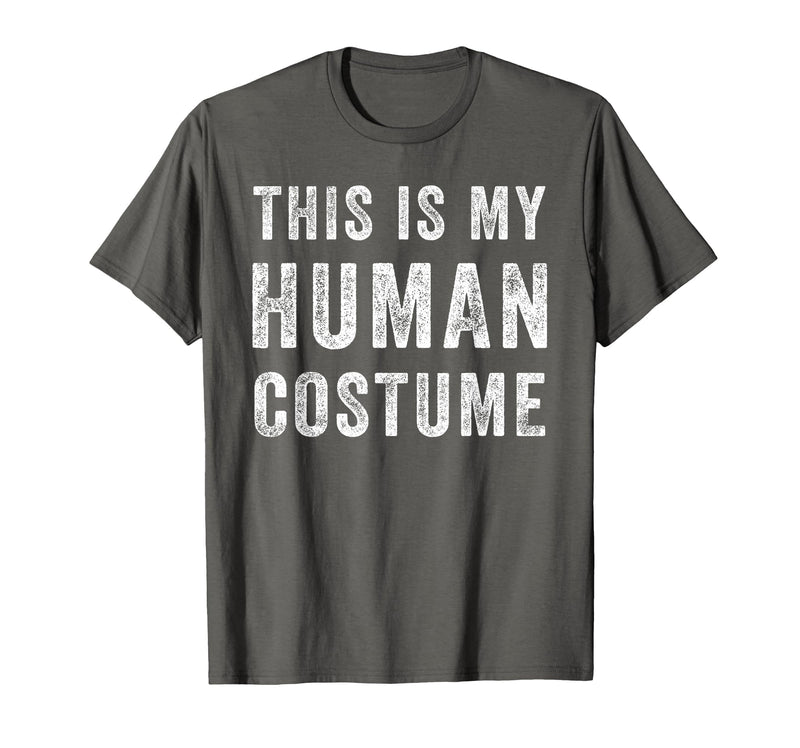 Funny Halloween Pumpkin Tee Gifts This is My Human Costume Funny Halloween Shirt Top - Asphalt Grey
