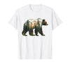 Bear Designs. Bear Forest Mountains Trees Nature Sunset Outdoor Graphic T-Shirt - White