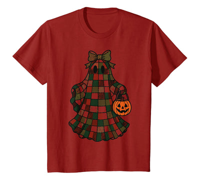 Fall Patchwork Ghost Pumpkin Halloween Rustic Tees Halloween Ghost Patchwork Rustic Pumpkin Cute Fall T-Shirt