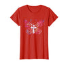 Butterfly Prayer Graphic Jesus Christian Cross Butterfly Prayer Jesus Christian Cross Floral Pattern T-Shirt - Red