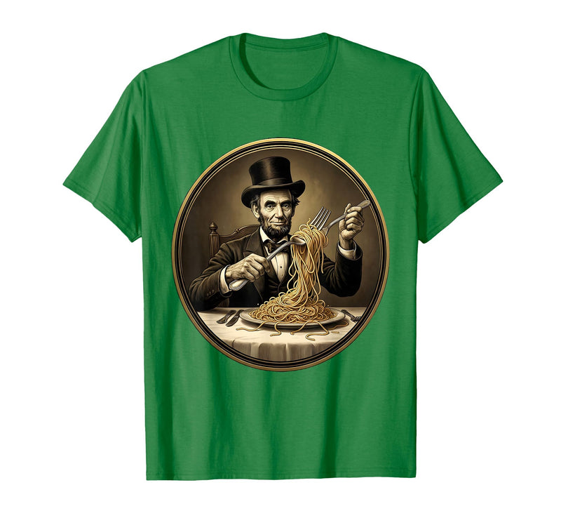 Mademark Funny Monkey Eating Spaghetti With Fork Illustration T-Shirt - Men - Kelly Green