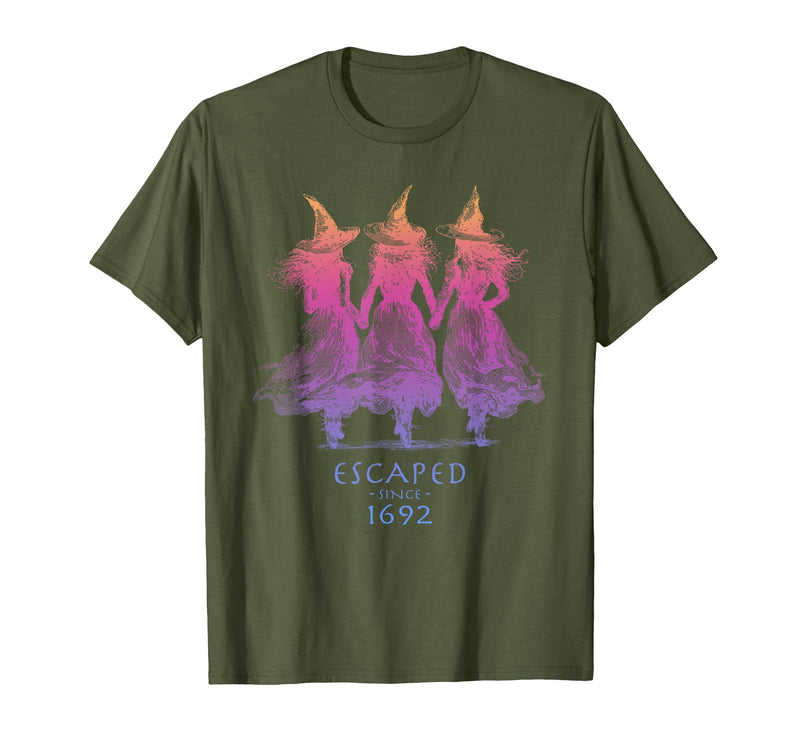 Escaped Since 1692 Halloween Escaped Since 1692 Funny Witch Halloween Design T-Shirt - Olive Green