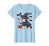 Witch Schnauzer Dog Halloween Outfits Schnauzer Dog Scary Pumpkin Bat Witch Schnauzer Halloween T-Shirt - Baby Blue