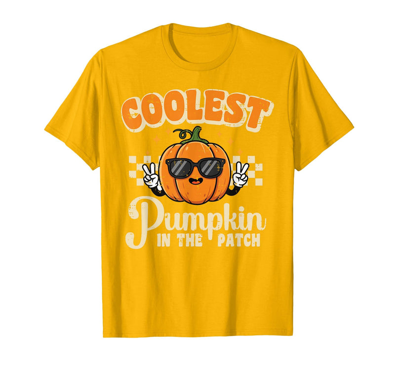 Halloween Shirts For Women Men Kids Boys Girls Halloween Coolest Pumpkin in Patch Costume Boys Kids Youth T-Shirt - Golden