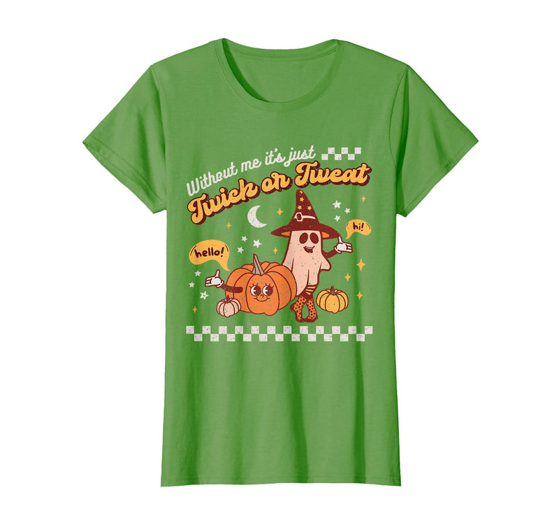 Halloween Retro Pumpkin Spice Ghost SLP Costume Speech Therapy Retro Spooky Fall Pumpkin Pathologist Season T-Shirt - Grass