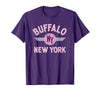 133 Apparel Buffalo NY Buffalo New York Circle NY Pink Print T-Shirt - Purple