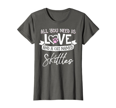 Cute Cat Named Skittles Design for Women and Girls T-Shirt