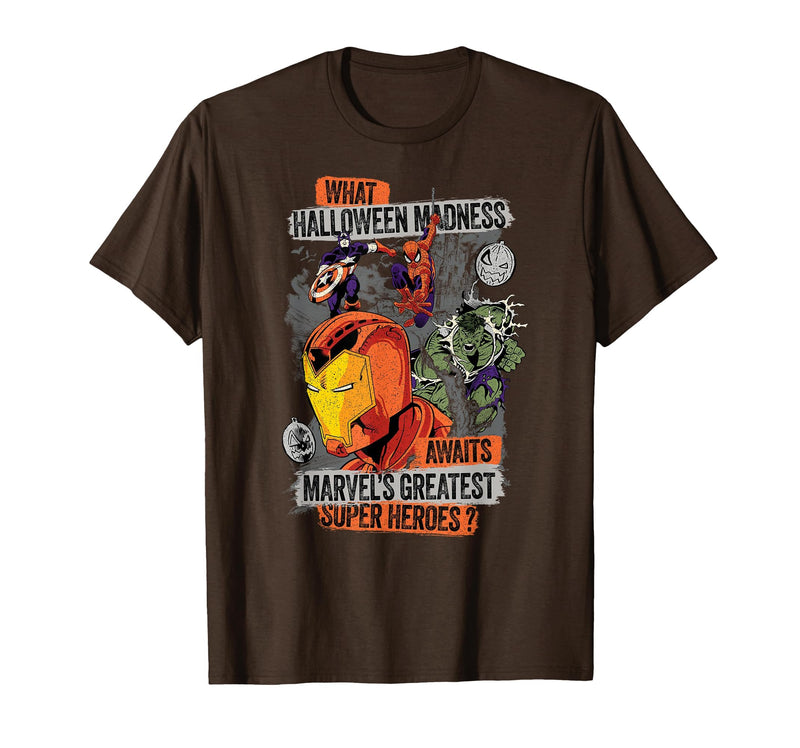 Marvel Halloween Madness Awaits the Greatest Super Heroes T-Shirt - Brown
