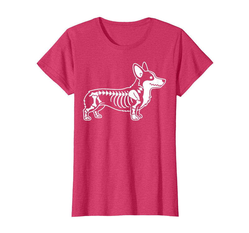 Halloween Corgi Skeleton Spooky Costume Corgi Skeleton Halloween T-Shirt - Red Heather