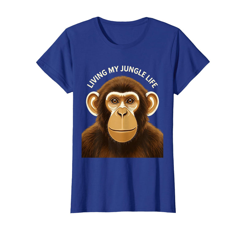 Mademark Living My Jungle Life Monkey Design T-Shirt - Women - Royal Blue