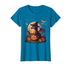 Halloween Dragons Fantasy Spooky Witchy Cute Halloween Dragon Witch Hat Pumpkin Moon Fantasy T-Shirt - Sapphire Blue