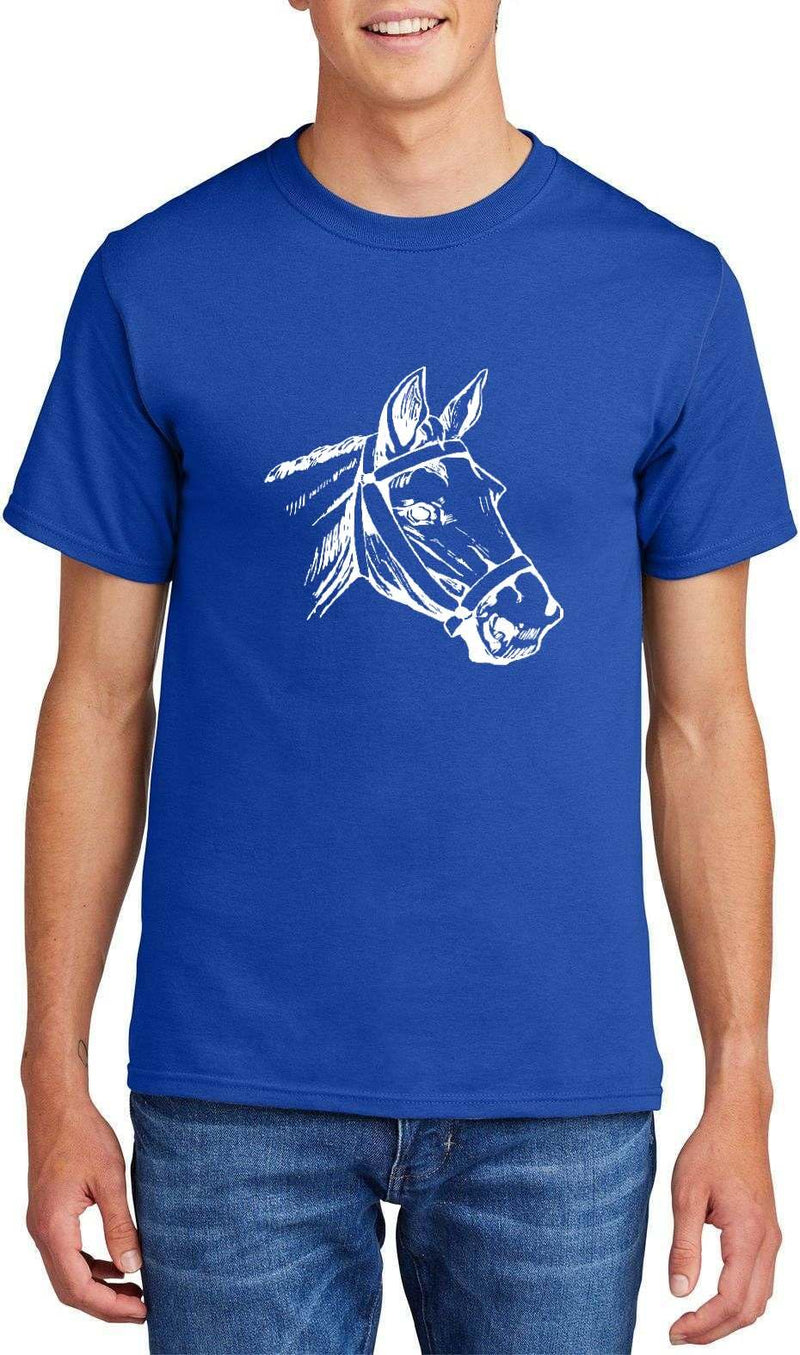 Comical Shirt Horse Graphic Top for Equestrian and Animal Lovers Cotton Tee Adult Youth Tall Men Women - Royal Blue
