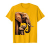 Mademark Mama Elephant Nudging Baby With Trunk Illustration T-Shirt - Men - Golden Yellow