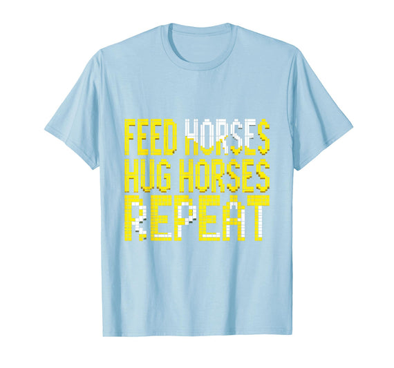 Mademark Feed Horses Hug Horses Repeat Riding Design T-Shirt - Men - Baby Blue