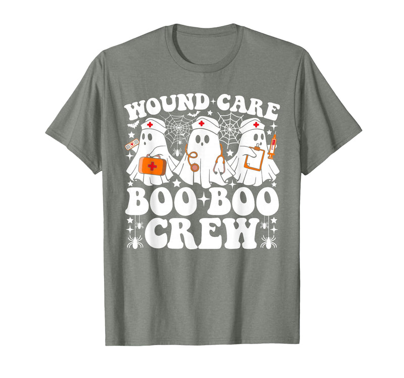 Wound Care Nurse Boo Boo Crew Halloween Wound Care Boo Boo Crew Nurse Funny Ghost Halloween Nurse T-Shirt - Olive Heather