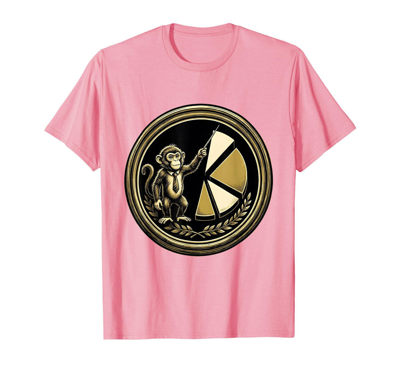Mademark Monkey Business Pie Chart Funny Graphic Tee T-Shirt - Men - Pink