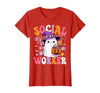 Groovy Social Worker Halloween Ghost Costume Halloween Social Worker Ghost Cute Social Worker Halloween T-Shirt - Red