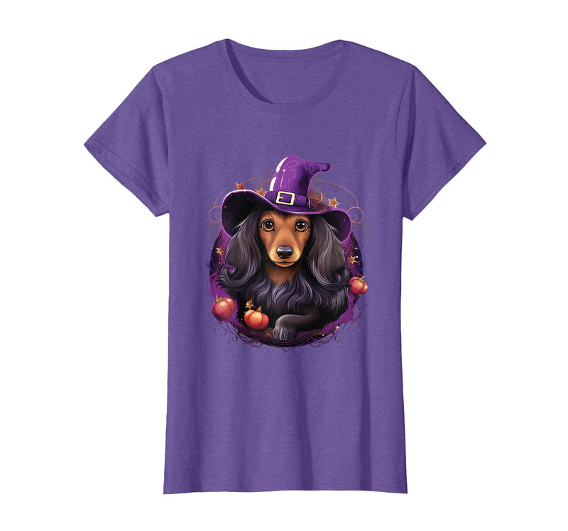 Dachshund Lovers Halloween Costume Cute Witch Funny Dachshund Halloween Costume Dog Lover T-Shirt - Purple Heather